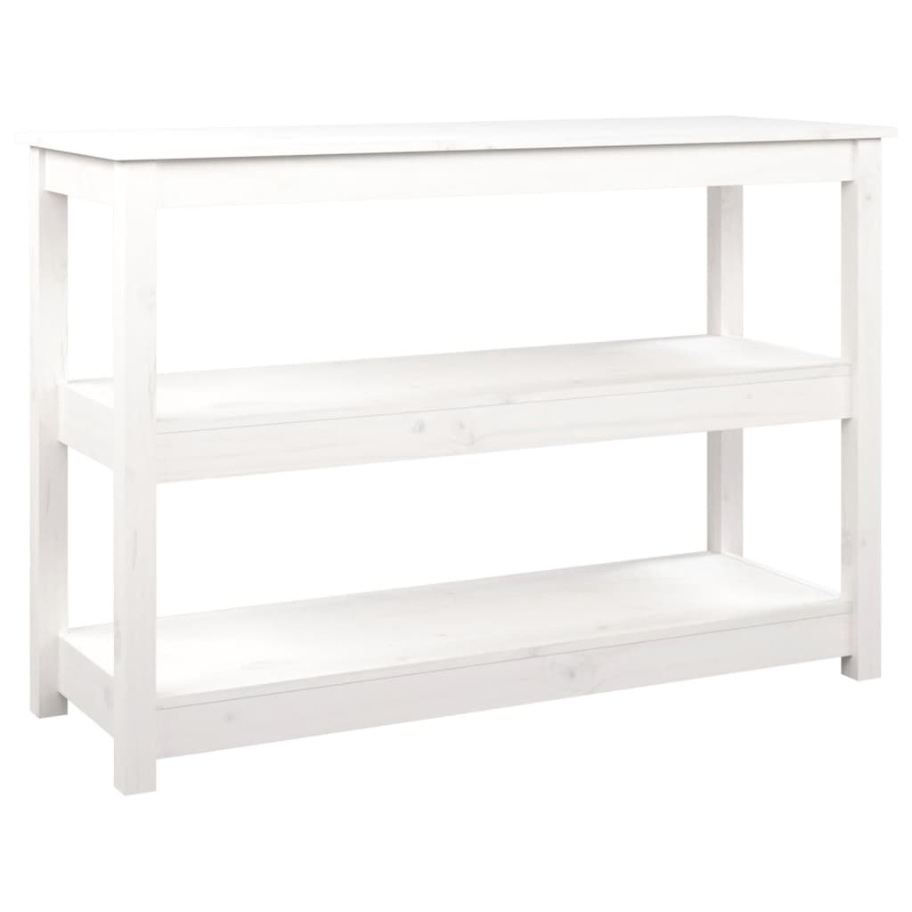 Tavolo Consolle Bianco 110x40x74 cm in Legno Massello di Pino 821665