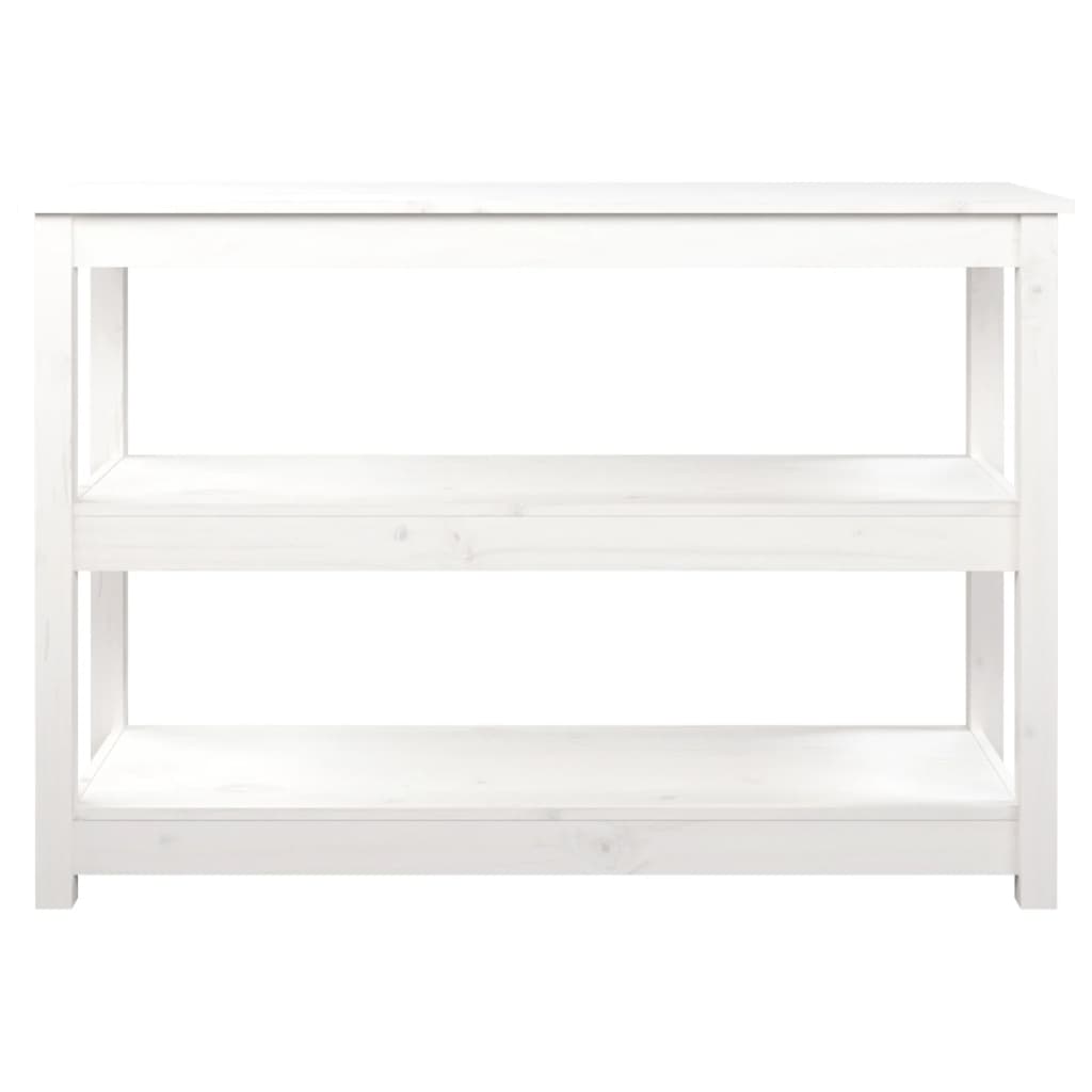 Tavolo Consolle Bianco 110x40x74 cm in Legno Massello di Pino 821665