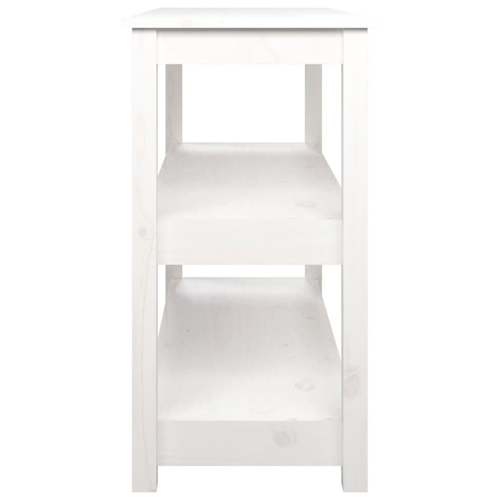 Tavolo Consolle Bianco 110x40x74 cm in Legno Massello di Pino 821665