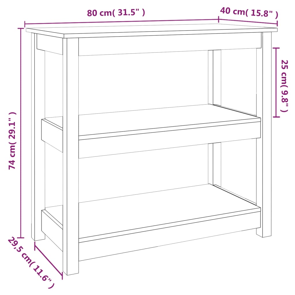 Tavolo Consolle Miele 80x40x74 cm in Legno Massello di Pino cod 10764