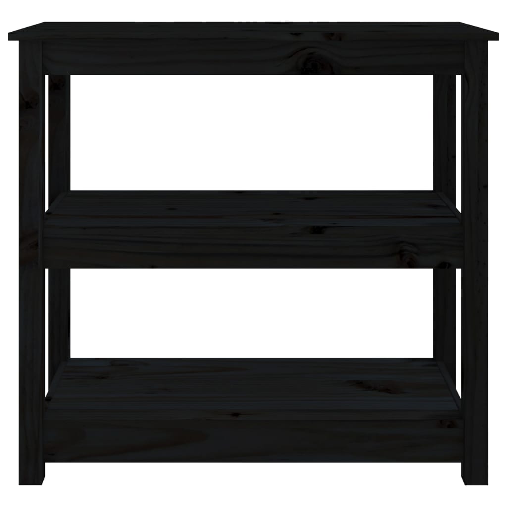 Tavolo Consolle Nero 80x40x74 cm in Legno Massello di Pino 821673