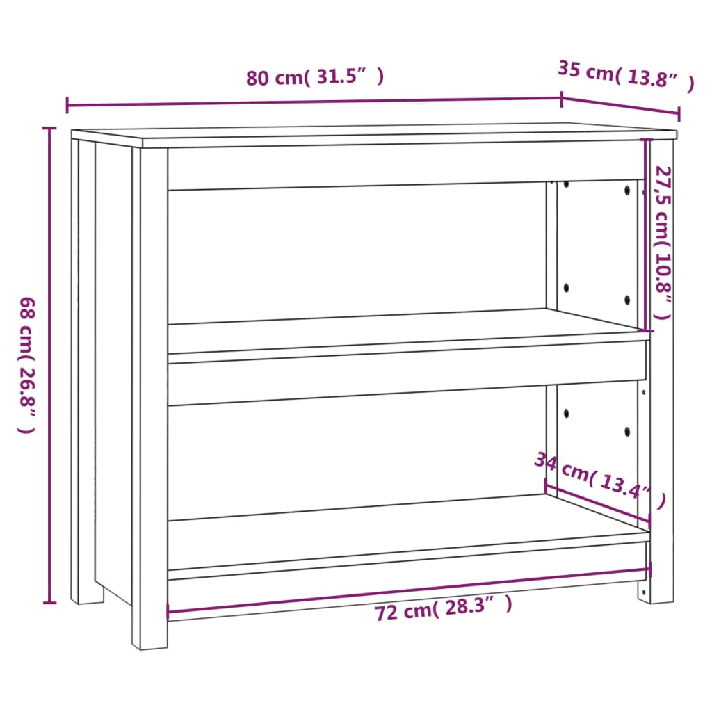 Libreria Grigia 80x35x68 cm in Legno Massello di Pino