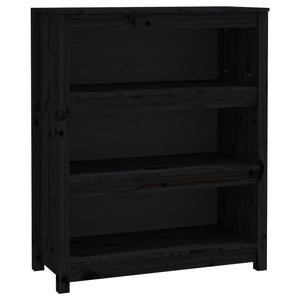 Libreria Nera 80x35x97 cm in Legno Massello di Pino