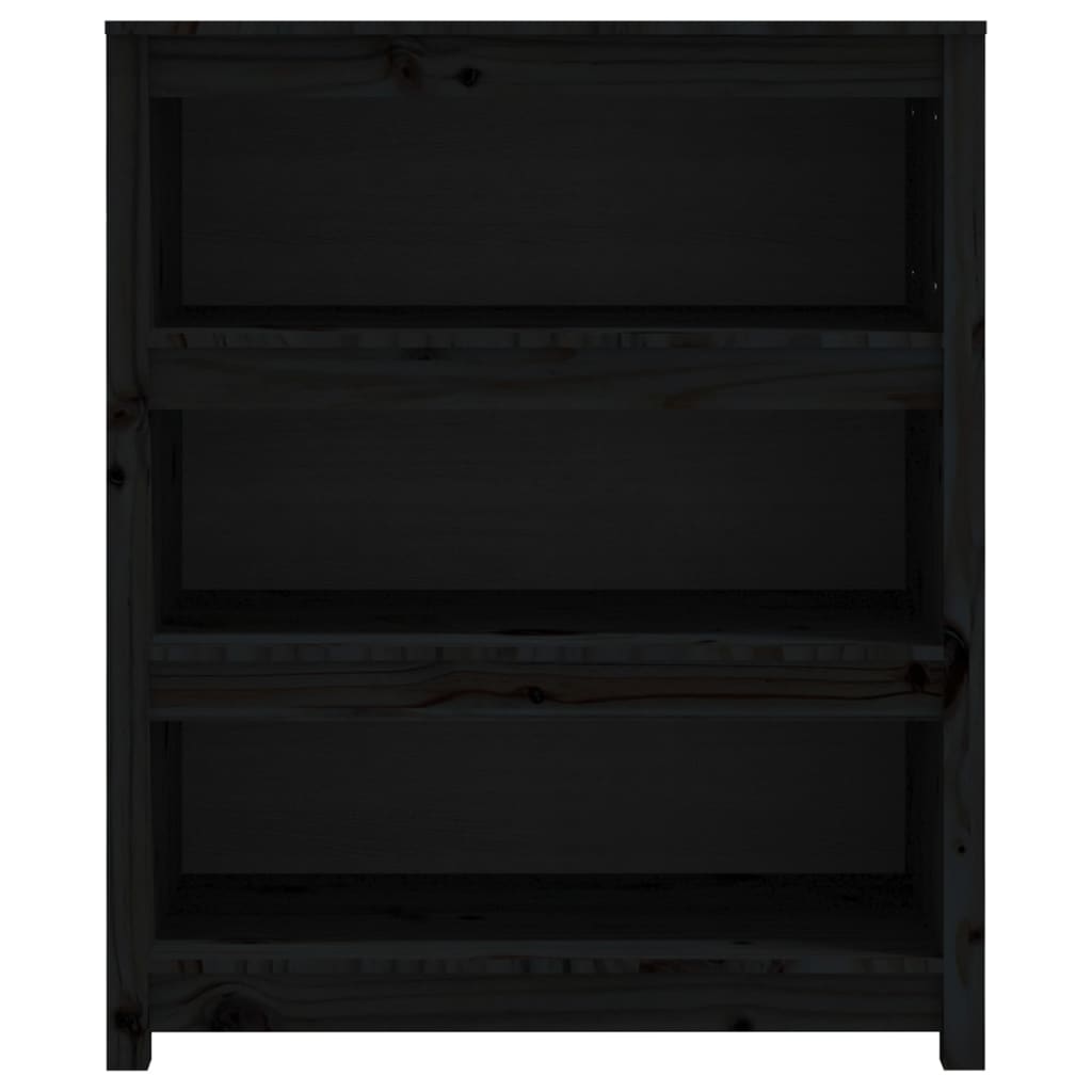 Libreria Nera 80x35x97 cm in Legno Massello di Pino