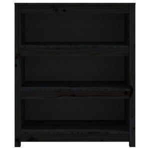 Libreria Nera 80x35x97 cm in Legno Massello di Pino