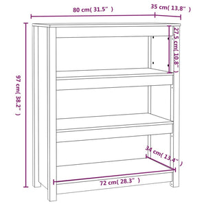 Libreria Nera 80x35x97 cm in Legno Massello di Pino