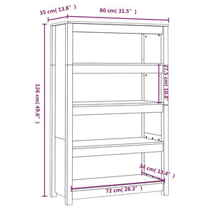 Libreria Bianca 80x35x126 cm in Legno Massello di Pino