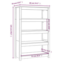 Libreria Bianca 80x35x126 cm in Legno Massello di Pino 821685