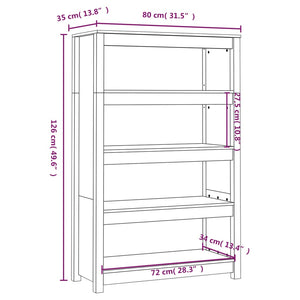 Libreria Grigia 80x35x126 cm in Legno Massello di Pino