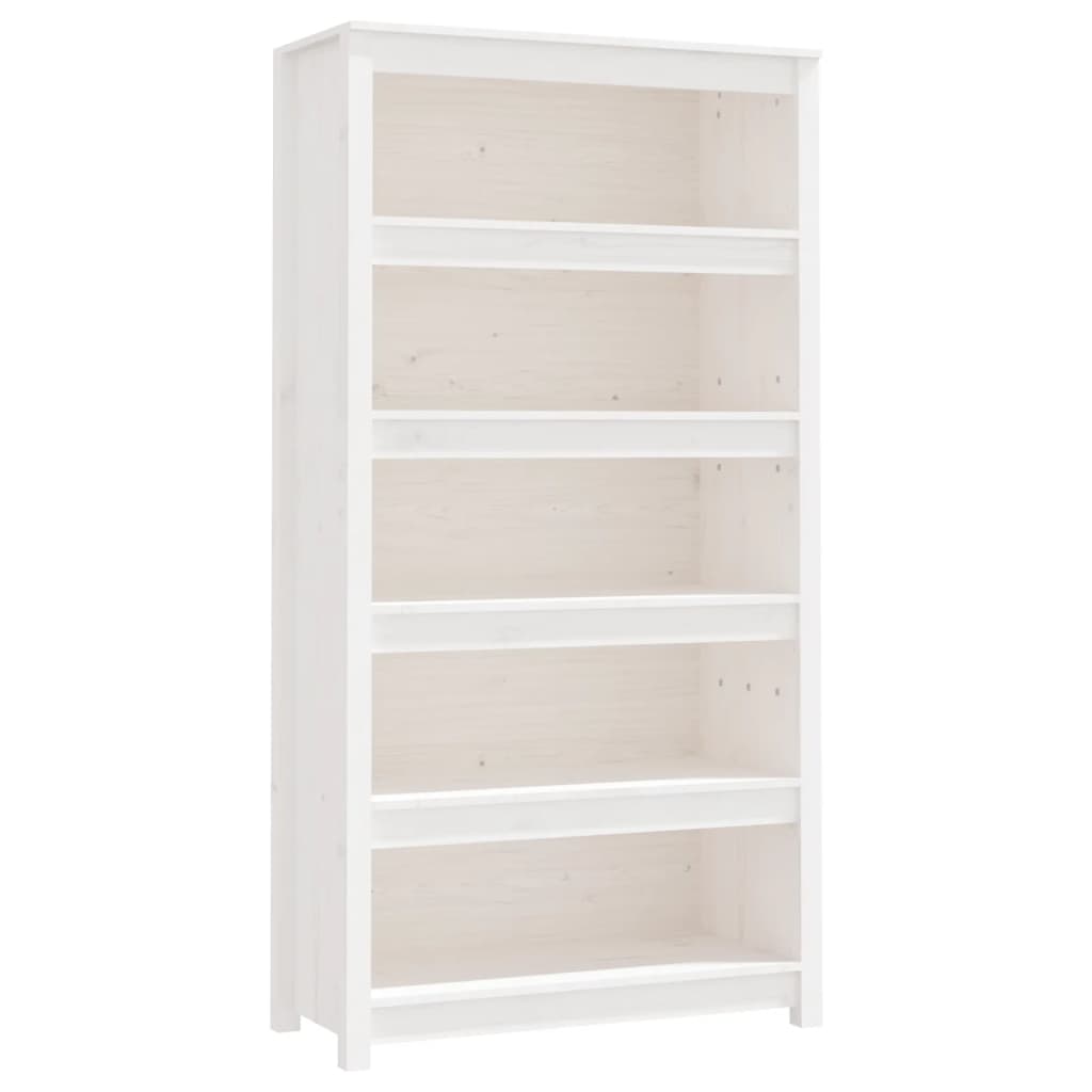 Libreria Bianca 80x35x154 cm in Legno Massello di Pino 821690