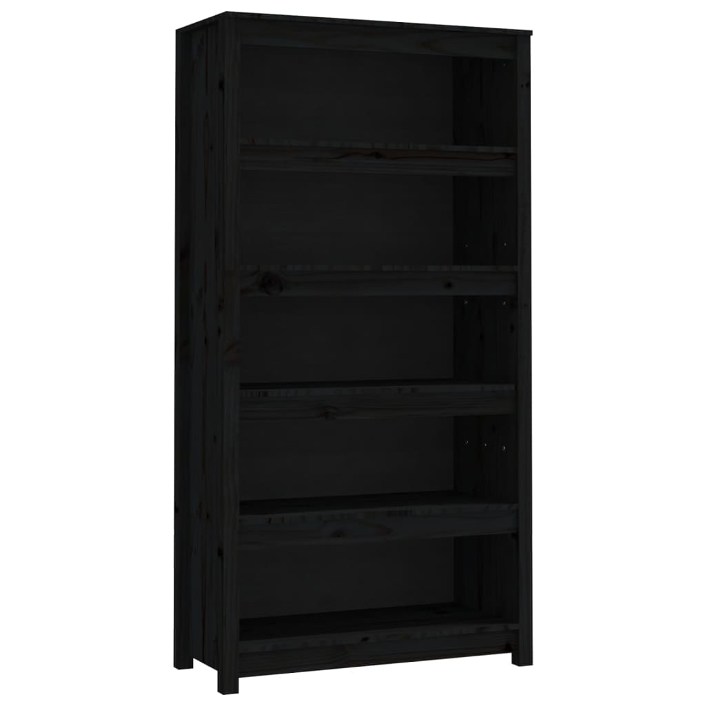 Libreria Nera 80x35x154 cm in Legno Massello di Pino cod 10043