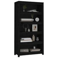 Libreria Nera 80x35x154 cm in Legno Massello di Pino cod 10043