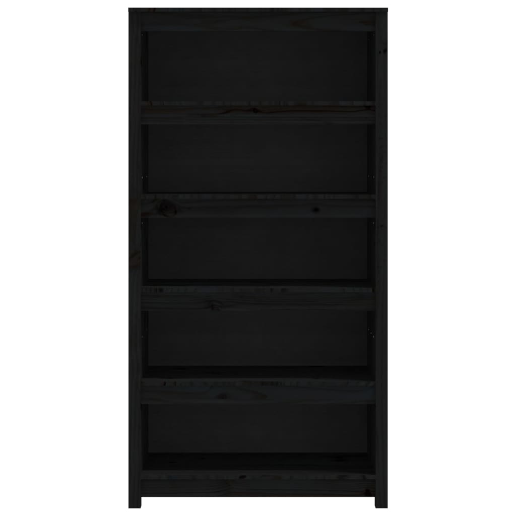 Libreria Nera 80x35x154 cm in Legno Massello di Pino cod 10043