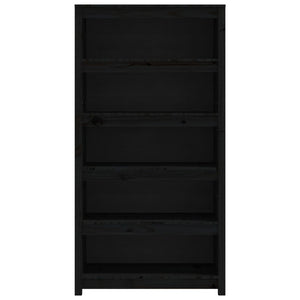 Libreria Nera 80x35x154 cm in Legno Massello di Pino cod 10043