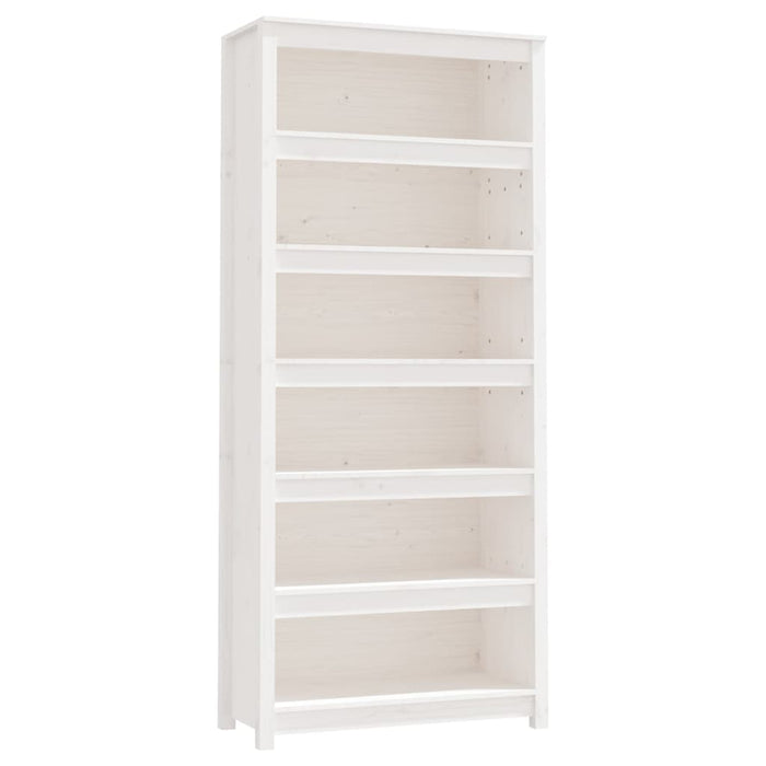 Libreria Bianca 80x35x183 cm in Legno Massello di Pino 821695