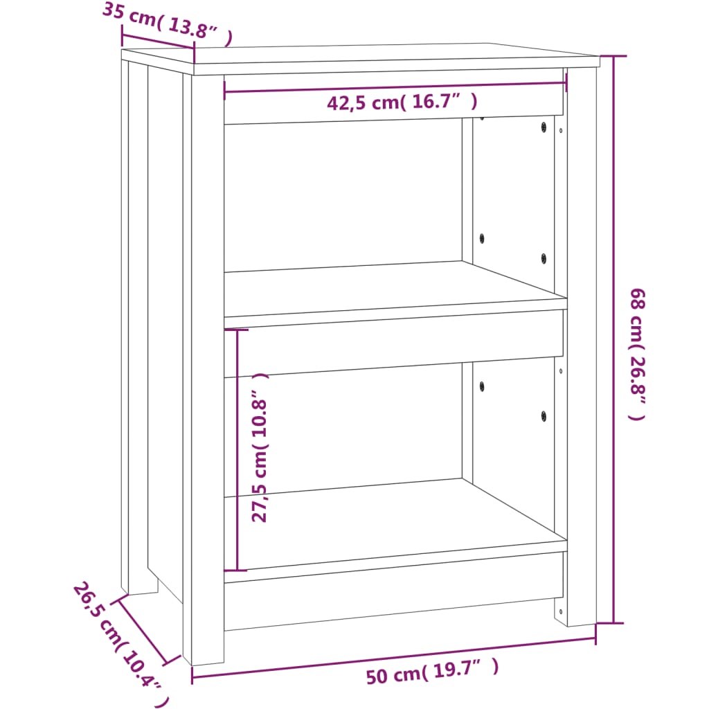 Libreria 50x35x68 cm in Legno Massello di Pino 821699