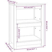 Libreria Grigia 50x35x68 cm in Legno Massello di Pino