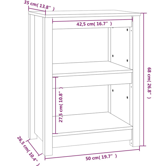 Libreria Grigia 50x35x68 cm in Legno Massello di Pino