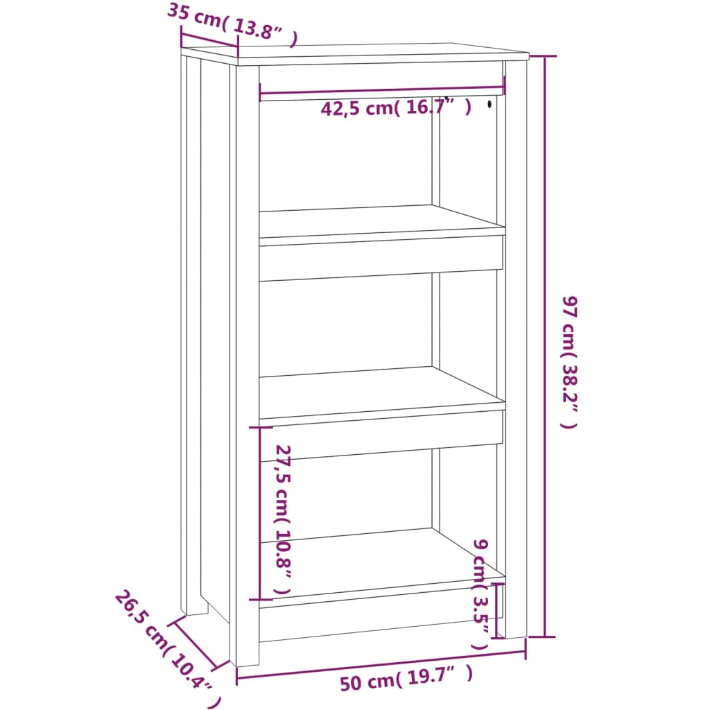 Libreria 50x35x97 cm in Legno Massello di Pino cod mxl 20338