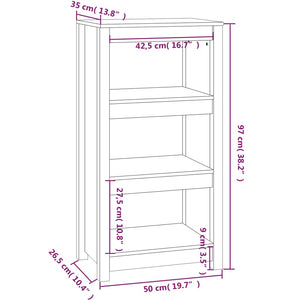 Libreria Bianca 50x35x97 cm in Legno Massello di Pino 821705