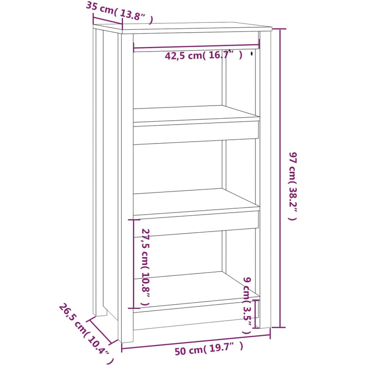 Libreria Marrone Miele 50x35x97 cm in Legno Massello di Pino