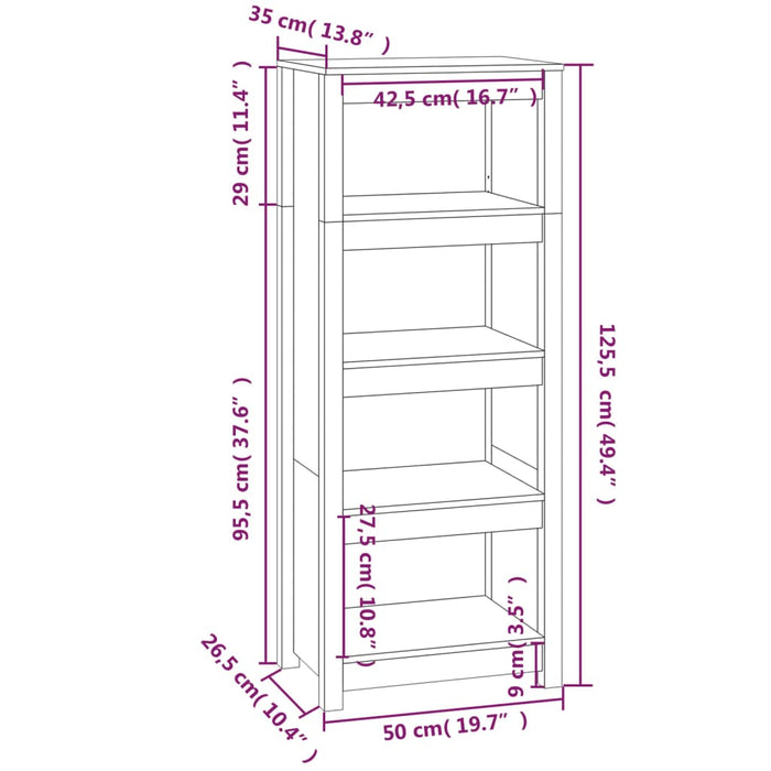 Libreria 50x35x125,5 cm in Legno Massello di Pino 821709