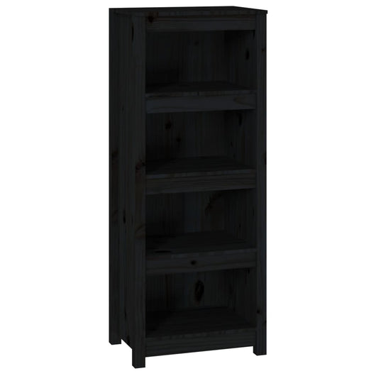 Libreria Nera 50x35x125,5 cm in Legno Massello di Pino cod 12234