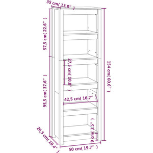 Libreria 50x35x154 cm in Legno Massello di Pino 821714