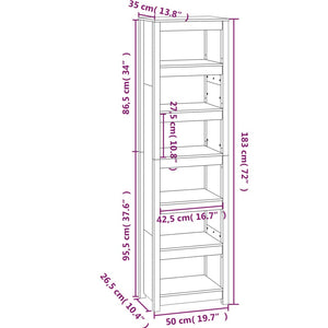 Libreria Grigia 50x35x183 cm in Legno Massello di Pino