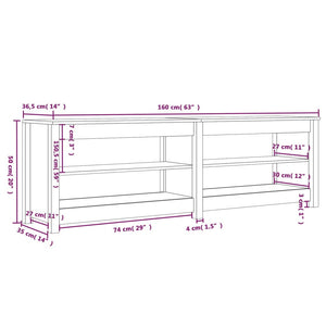 Scarpiera 160x36,5x50 cm in Legno Massello di Pino cod mxl 51334