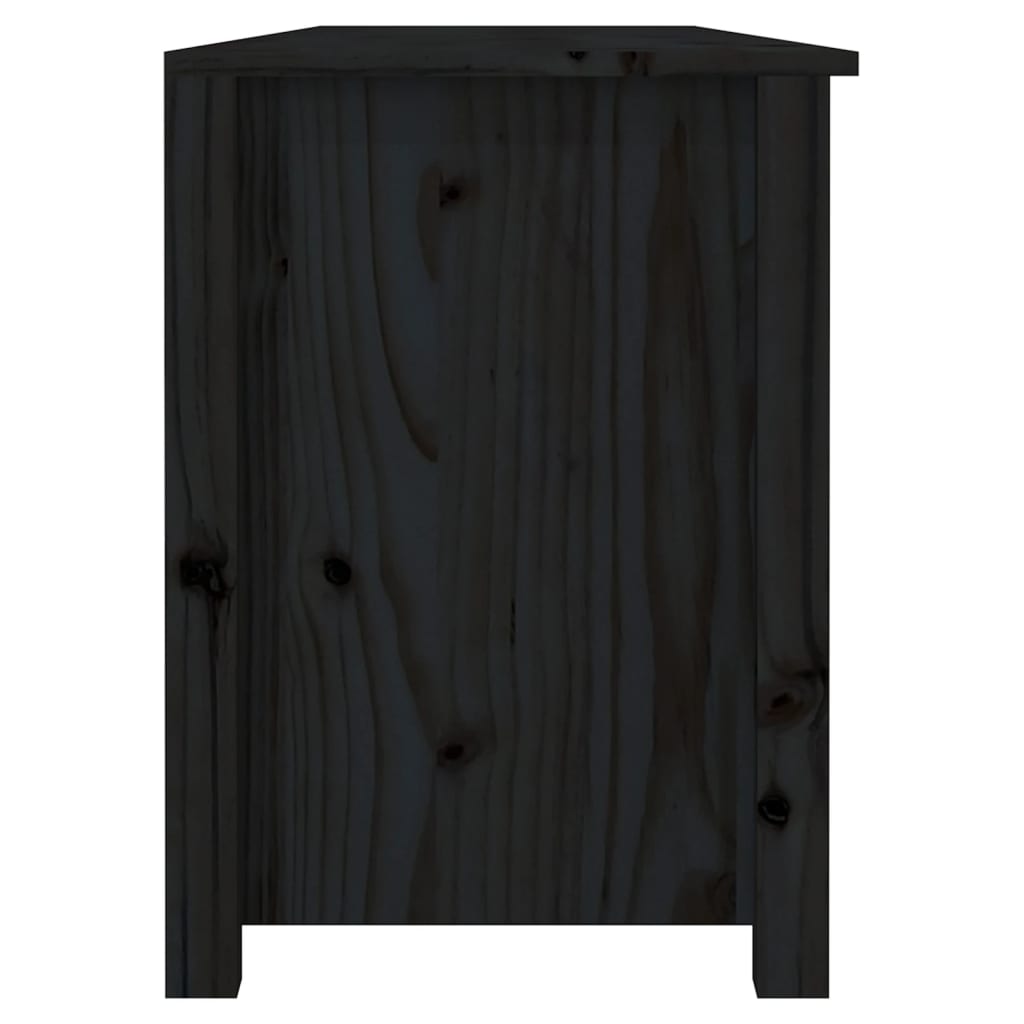 Scarpiera Nera 160x36,5x50 cm in Legno Massello di Pino 821728