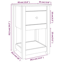 Comodino Grigia 40x35x61,5 cm in Legno Massello di Pino cod mxl 35052