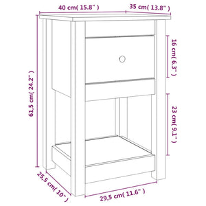 Comodino Grigia 40x35x61,5 cm in Legno Massello di Pino cod mxl 35052