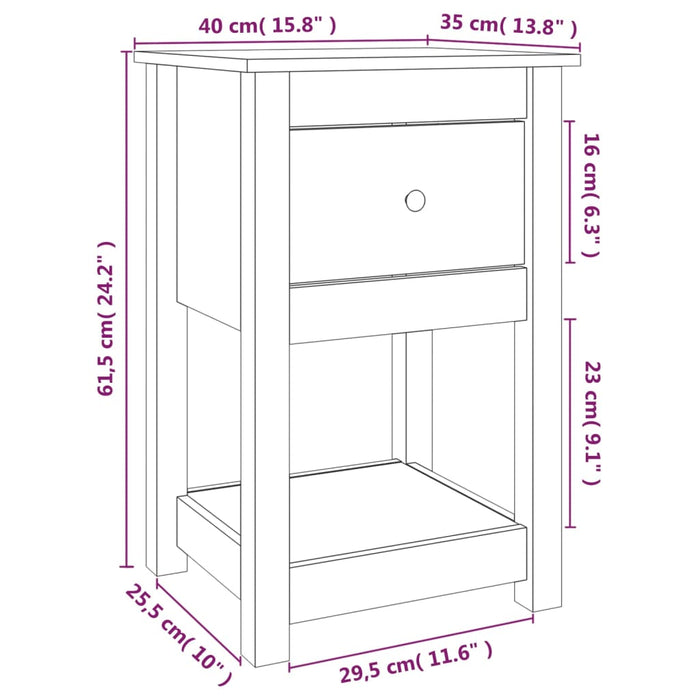 Comodino Grigia 40x35x61,5 cm in Legno Massello di Pino cod mxl 35052