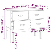 Tavolo Consolle Miele 90x40x78 cm in Legno Massello di Pino