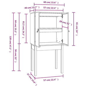 Credenza 60x40x120 cm in Legno Massello di Pino