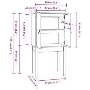 Credenza Bianca 60x40x120 cm in Legno Massello di Pino