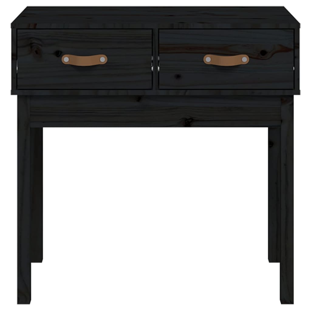 Tavolo Consolle Nero 76,5x40x75 cm in Legno Massello di Pino