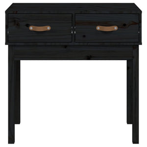 Tavolo Consolle Nero 76,5x40x75 cm in Legno Massello di Pino