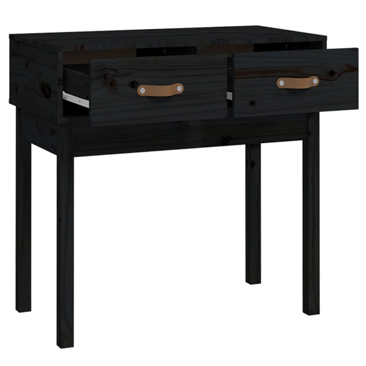 Tavolo Consolle Nero 76,5x40x75 cm in Legno Massello di Pino