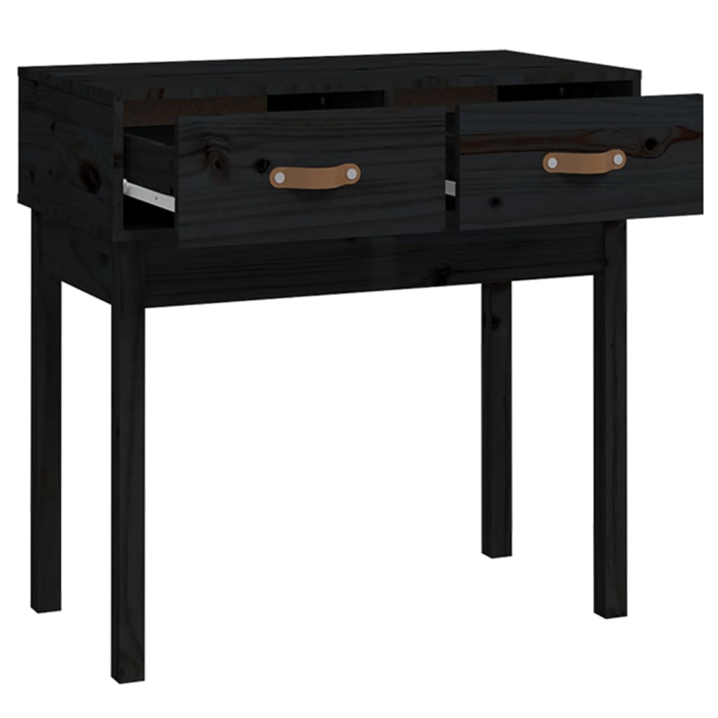 Tavolo Consolle Nero 76,5x40x75 cm in Legno Massello di Pino cod 11346