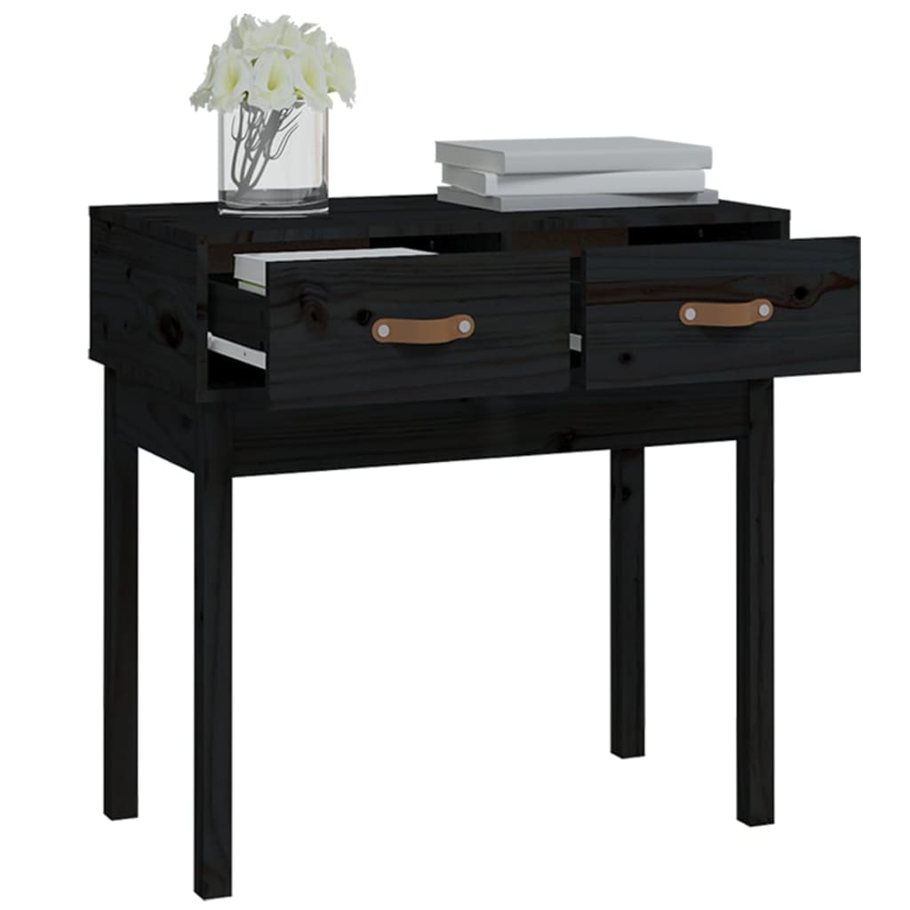 Tavolo Consolle Nero 76,5x40x75 cm in Legno Massello di Pino cod 11346