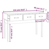 Tavolo Consolle 114x40x75 cm in Legno Massello di Pino