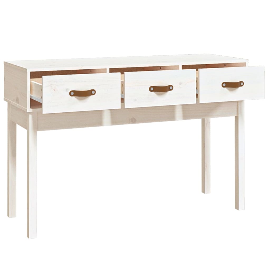 Tavolo Consolle Bianco 114x40x75 cm in Legno Massello di Pino cod 10083