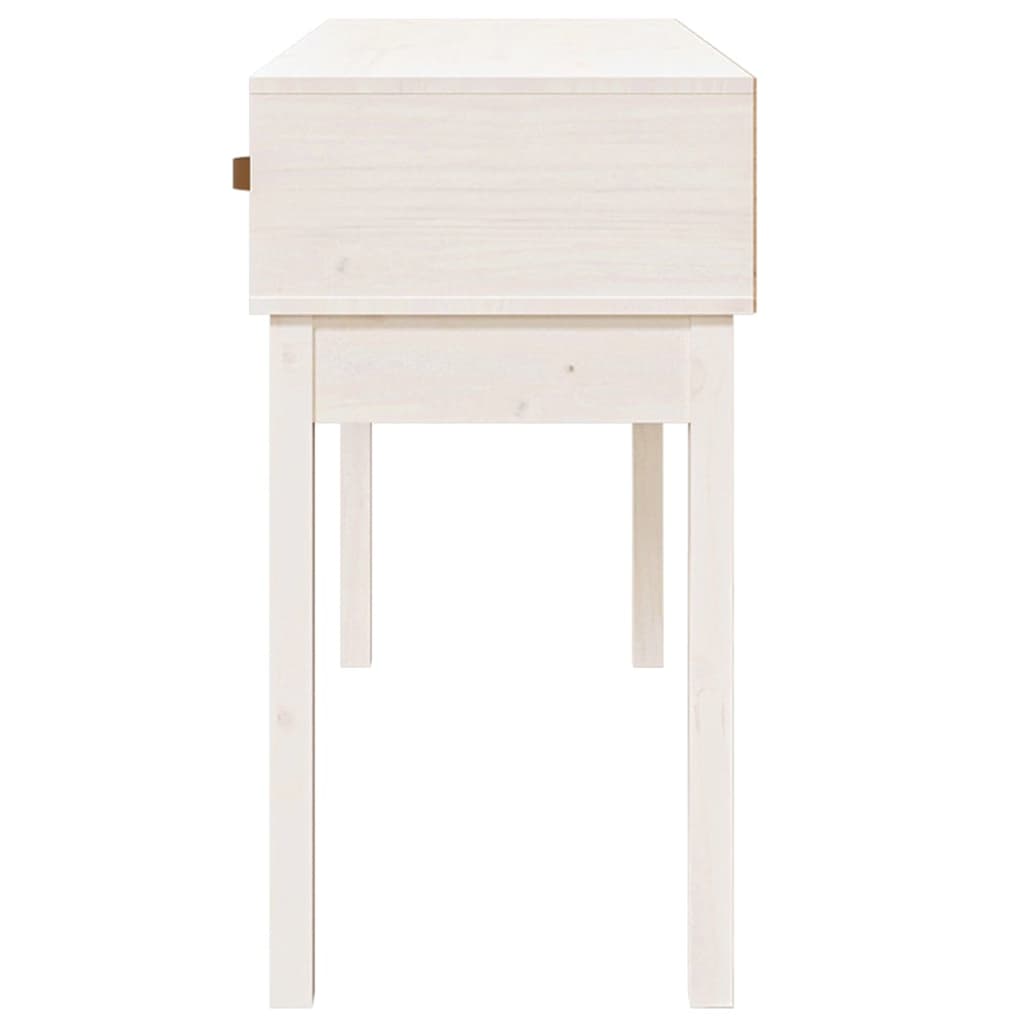 Tavolo Consolle Bianco 114x40x75 cm in Legno Massello di Pino