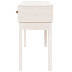 Tavolo Consolle Bianco 114x40x75 cm in Legno Massello di Pino