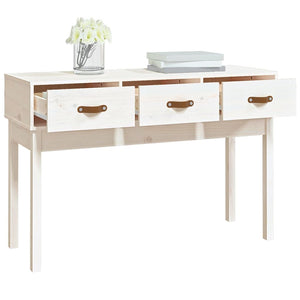 Tavolo Consolle Bianco 114x40x75 cm in Legno Massello di Pino cod 10083