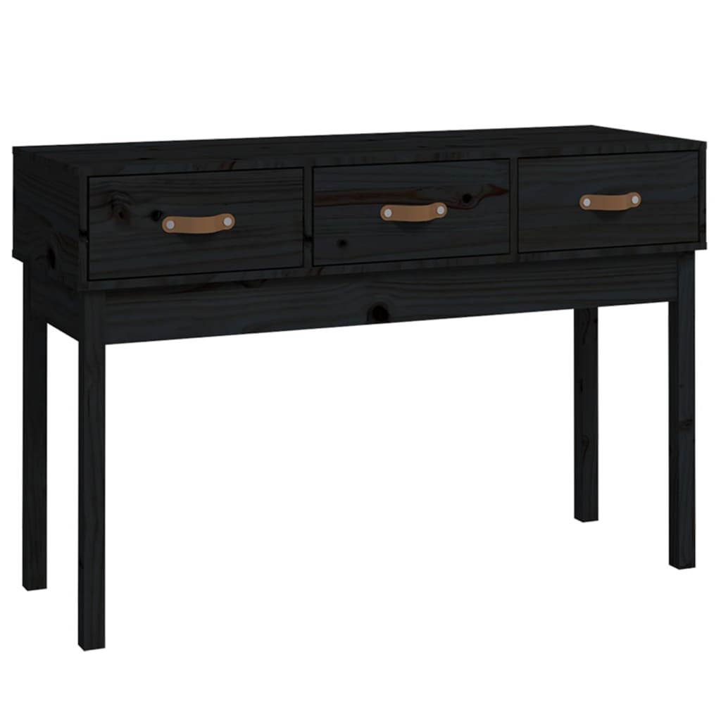 Tavolo Consolle Nero 114x40x75 cm in Legno Massello di Pino