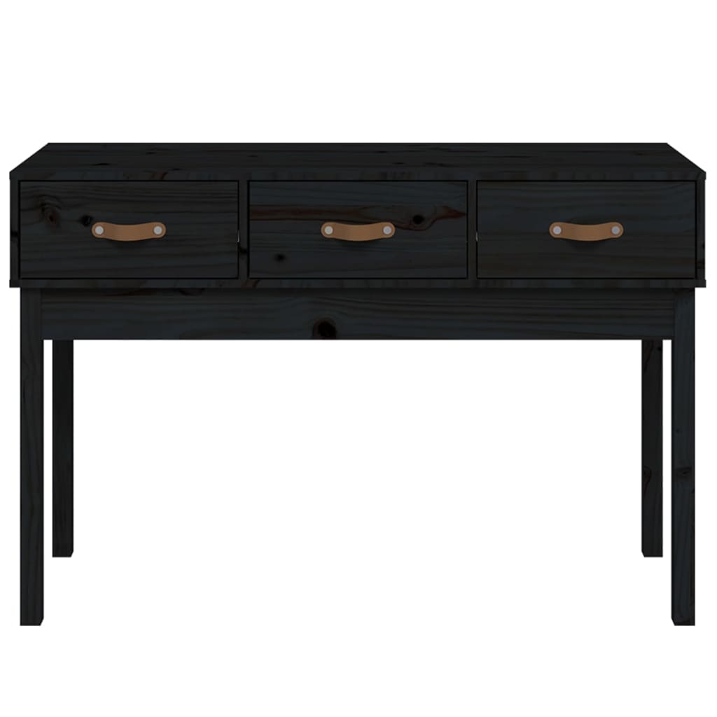 Tavolo Consolle Nero 114x40x75 cm in Legno Massello di Pino