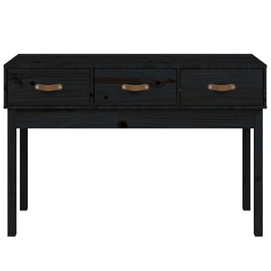 Tavolo Consolle Nero 114x40x75 cm in Legno Massello di Pino